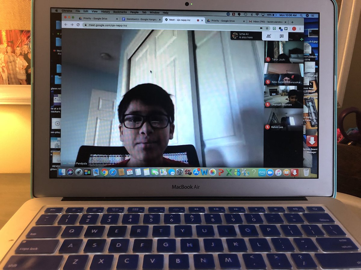 sierotowiczBC's tweet photo. Google Meets have been such an awesome way to stay connected with my students! My daughter loves when a meeting is over so she can make faces into the camera! #remotelearning #teachermom @jaime_maccarone @LRogolAP https://t.co/ctlYsxkYNm