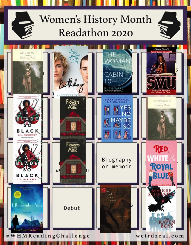 tracisrambles's tweet photo. Hereβs my #WHMReadathon board as of today. Not much left to go! https://t.co/aXET9TJfE6