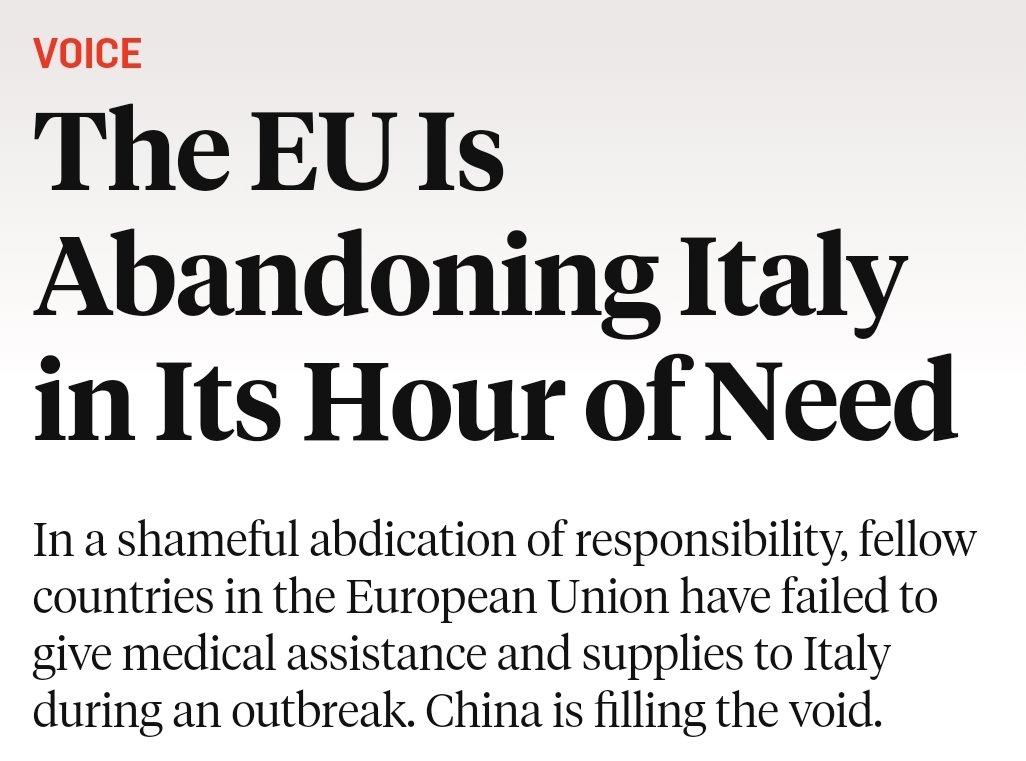 İtalyan hükümeti Avrupa birliğinden destek alamamaktan şikayetçi içten içe büyük sitem var, Avrupa birliğinde çatlaklar büyüyor.
Sırbistan hükümetide Avrupa birliğinden değil Avrupada yalnızlık sitemini ederek Çin hükümetinden destek talep etti. #korona #EvdeKalTurkiye #Covid_19