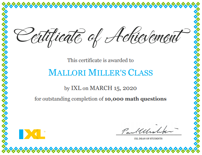 MillerMallori's tweet photo. WOWZA! we went from 5,000 to 10,000 math questions in a couple of days! Amazing...I'm super proud of these guys working from home @IXLLearning @TMESEagles https://t.co/hhNVo8UMpX