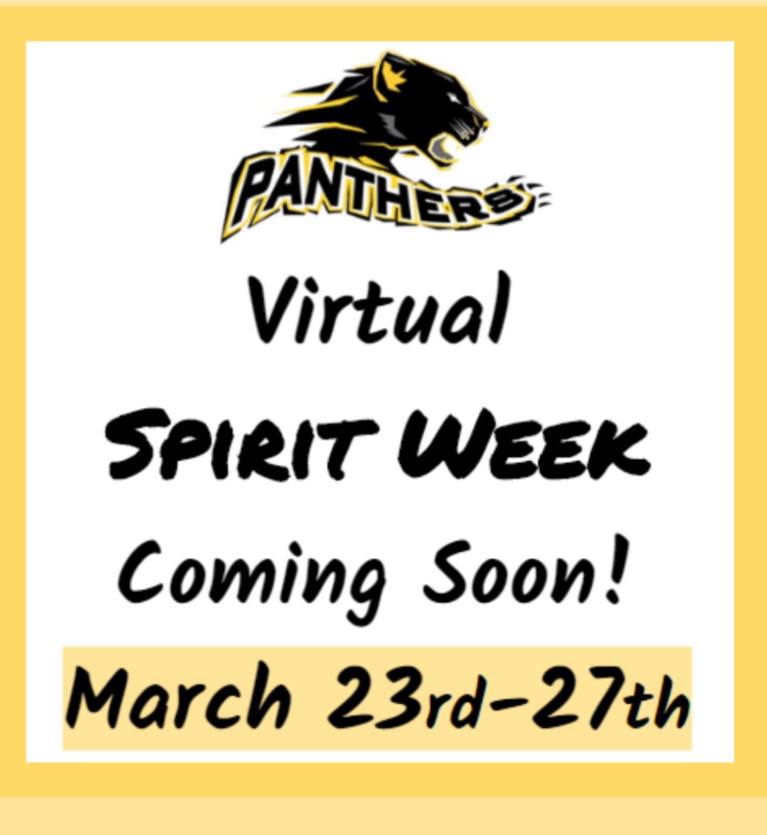 Virtual SPIRIT WEEK coming soon... let’s keep up our spirits as we navigate this challenging time together!#BoroStrong #PantherPride
