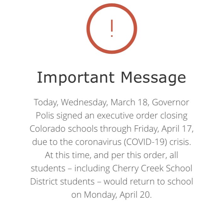 Raptors: Check the district website for all updates and any other information. Please share this message with others. cherrycreekschools.org #staysafe #stayhealthy 🔴⚫️⚪️