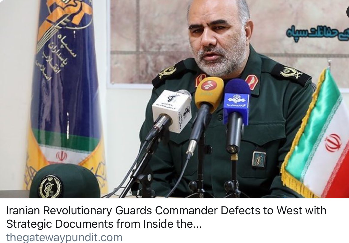 dmills3710's tweet image. ICYMI: Iranian Revolutionary Guards Commander, Brigadier Gen. Ali Nasiri, Defects to US Embassy with Strategic Documents from Inside the Regime, Seeks Asylum▫️

@POTUS @freedomcaucus @GenFlynn #DigitalArmy 
thegatewaypundit.com/2019/04/irania…