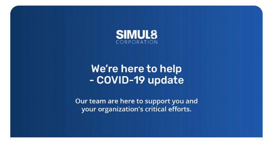Healthcare, not for profits and all other <a href="/SIMUL8/">Simul8</a> users, we’re in this together, so just let us know how we can help