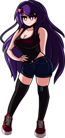 // Anybody here good at sprite editing and could make a Danganronpa expression sheet of my OC?