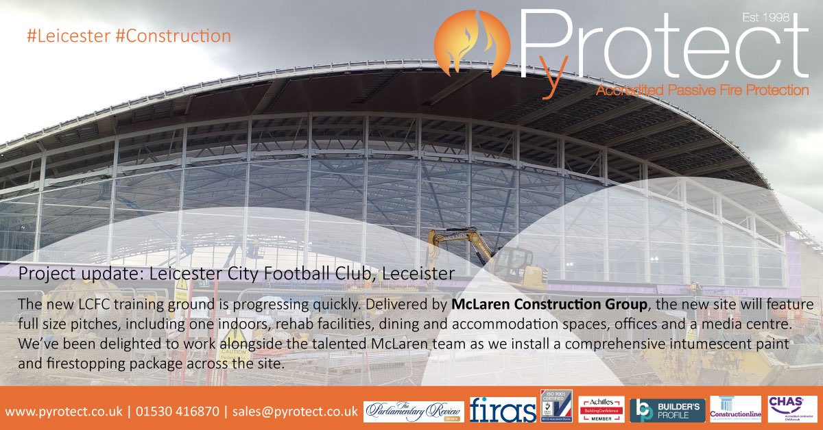 The new LCFC training ground is progressing quickly. Delivered by McLaren Construction Group, the new site will feature full size pitches, including one indoors, rehab facilities, dining and accommodation spaces, offices and a media centre. 
#Leicester #Construction