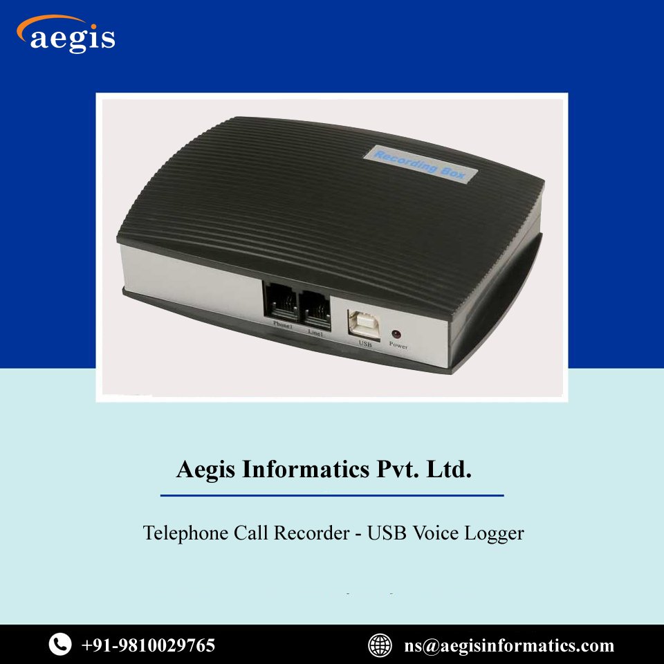 aegisinformatic's tweet image. Aegis Informatics Pvt. Ltd. - Ask Price for #Telephone_Call_Recorder. Reliable and Rugged Hardware. over 12+ years of experience, Trusted by 1000+ Clients.

#telephonecallrecorder #digitalcallrecordersolution #callrecordingsystem #callrecorderdistributors #automaticcallrecorder