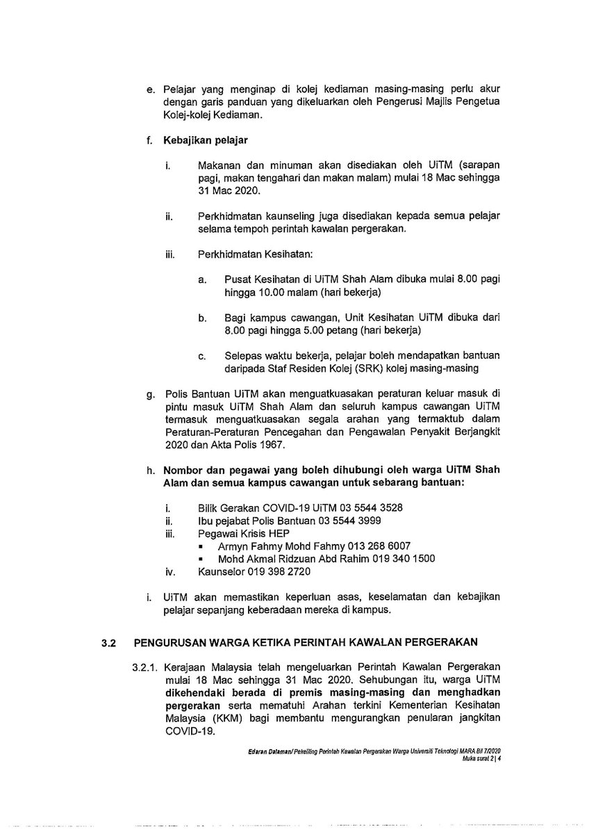 uitmofficial's tweet photo. PEKELILING NAIB CANSELOR BIL. 7 TAHUN 2020
PEKELILING PERINTAH KAWALAN PERGERAKAN WARGA UNIVERSITI TEKNOLOGI MARA.
#cegahcovid19 
#kitaUiTM 
#UiTMdihatiku https://t.co/MFUt2ueASI