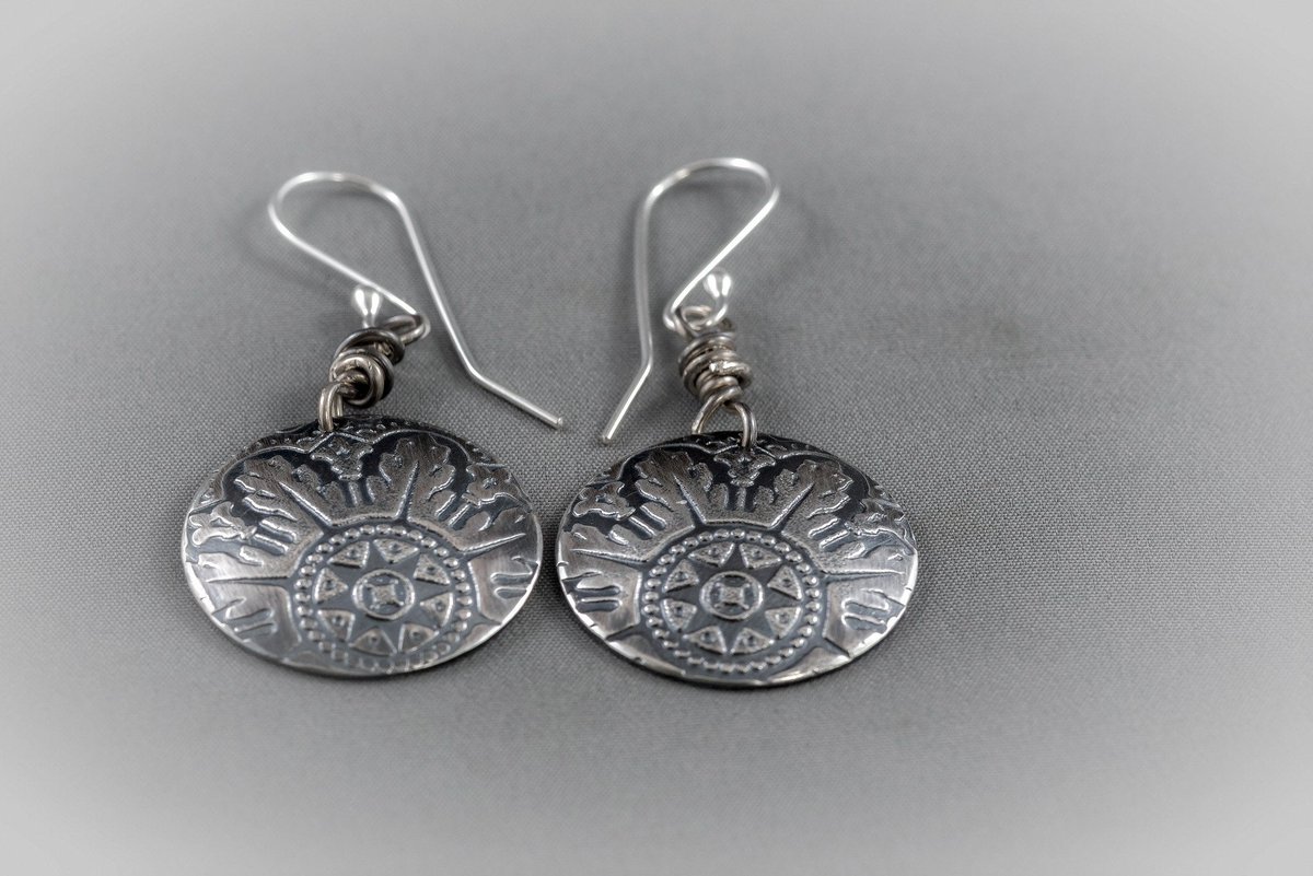 Now in my #etsy shop: Round Silver Mandala Earrings etsy.me/2WqFzRy #silver #circle #women   #bohohippie #earlobe #roundearrings #silvermandala #mandalaearrings