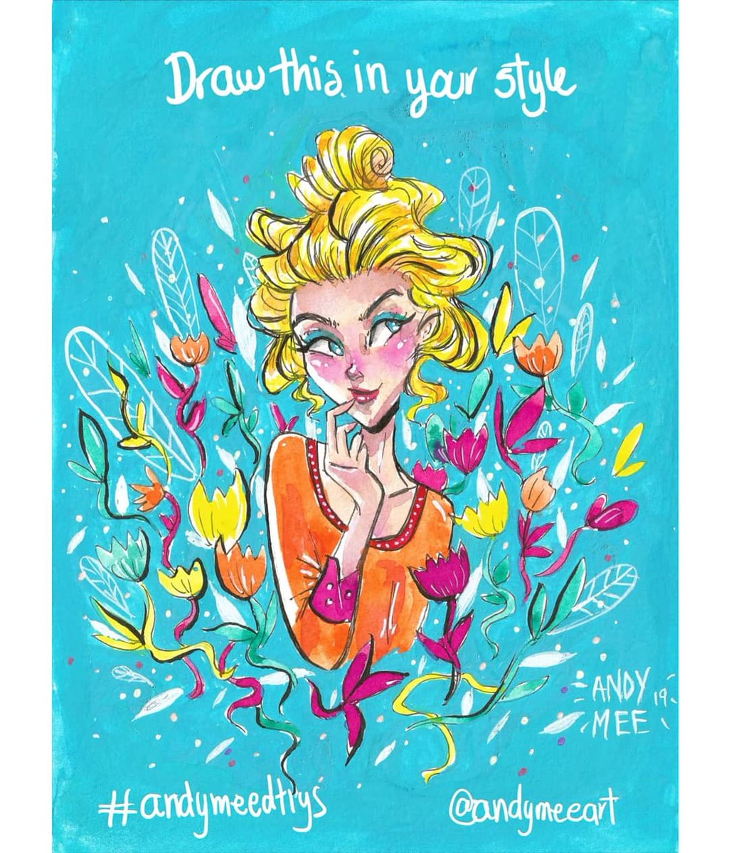 andymee07's tweet photo. My very first #drawthisinyourstyle !! Please tag me and use #andymeedtiys I would love to see your interpretation of her🤗 this is also on Instagram! At andymeeart 💖
.
.
.
.
.
#dtiys #characterdesign #watercolor #gouache #illustration #illustrationart #painting #illo #colorful https://t.co/cQMHY6jmIR