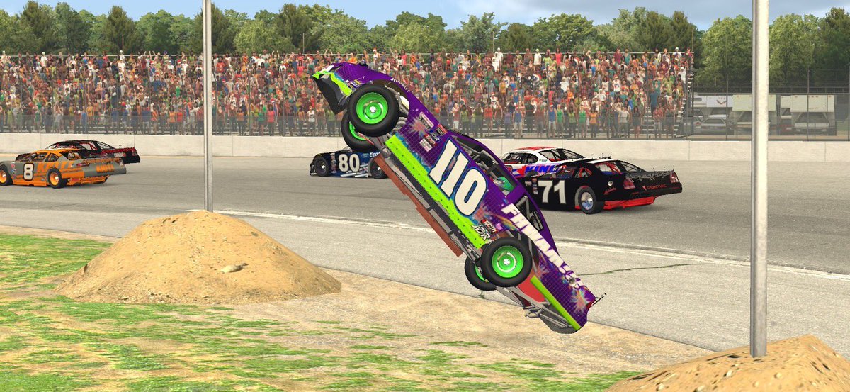 timterry0's tweet photo. Came out of retirement to do some @iRacing with the Maritime iRacing League tonight. It went well for 122 laps at the virtual Oxford Plains until... #p11 #fhwam @JDRGraphics https://t.co/LifTs6g8Tm