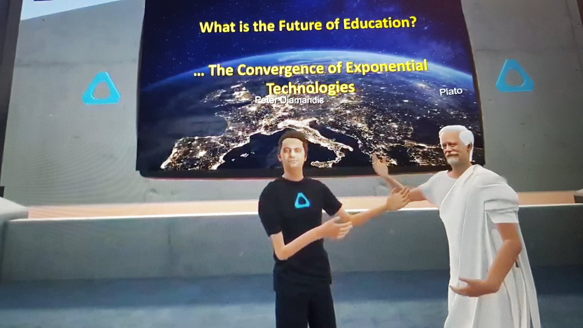 CCCC_9999's tweet image. An example of immersive education at its best - Spending a day with Plato &amp;amp; learning from him amongst others. Great insights into the future of education by @PeterDiamandis. Efkaristo Peter! #VR #V2EC2020
