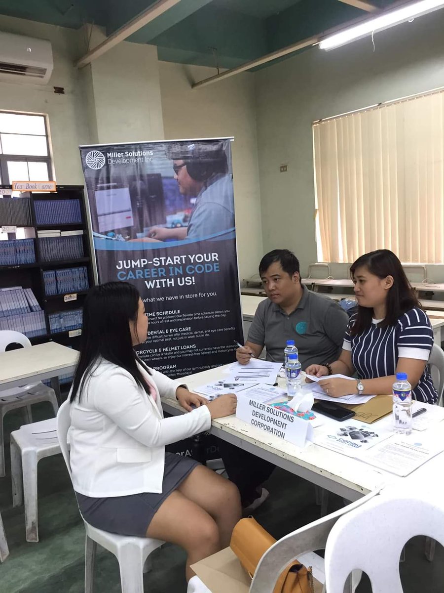 MillerDevPH's tweet photo. ACSAT Job Fair Day last March 6, 2020!

For those who were not able to meet with us there, we are looking for aspiring &amp; passionate SOFTWARE DEVELOPERS to join our team.

Apply now!

Send your resume to career@mllrdev.com

#CareerInCode #CareerAtMllrDev #JobFairDay #ACSAT https://t.co/RIfgrolnIC