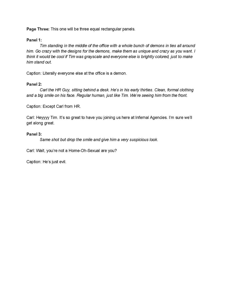RedNoronha's tweet photo. Well here's Part 1 of my #ComicsFinals for #ComicsSchool
@GailSimone Thank you so much for doing this. I've wanted to write a comic for so long but never found the focus for it till now. https://t.co/V8CvRQ4Pp9