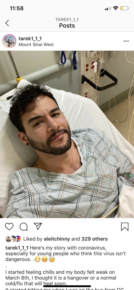 Samynemir's tweet image. The story of my friend Tarek- a healthy 30 year old. 

Lesson: this does not only affect the elders, but could attack everyone. Please stay home.