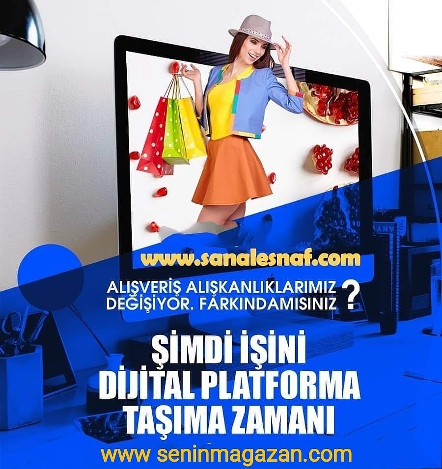 Değerli Esnaflar İşyerinize  müşteri gelmiyorsa  işinizi dijital mecraya taşıyalım.
İNTERNETTEN SATIŞ YAPARAK  PARA KAZAN ! ! ! 
VERGİ KAYDIN VARSA ÜCRETSİZ KAYDOL AYLIK AİDAT, KİRA YOK SADECE SATTIĞIN ÜRÜNDEN %12  KESİLİYOR
sanalesnaf.com
"Esnafın Dijital Eli"