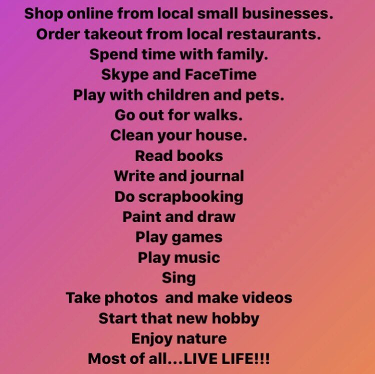 ZataShop_com's tweet photo. This is a very difficult time for all of us. But we WILL get through this.
Many of us are spending time at home.
Perhaps we can use this time productively to catch up on things we have put off, and start something new. Can you add to the list?
What will you be doing? https://t.co/tIpRyDy0DW