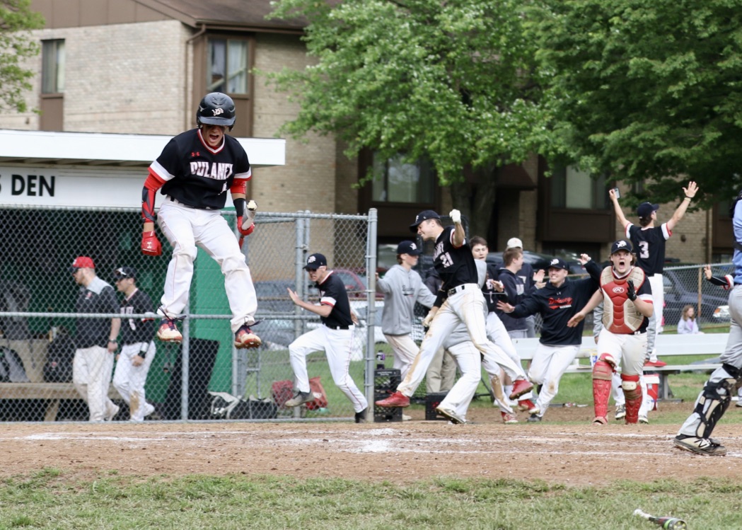 WesStewart2's tweet photo. Know it must be tough for all the @DulaneyBaseball guys to work hard for this and then be put on hold. Share a pic and a story of a current player(s) in the Baseball Program to support them. Love this pic of a jubilant Finn from last year's special season. Big ups! https://t.co/JE3udnmznz