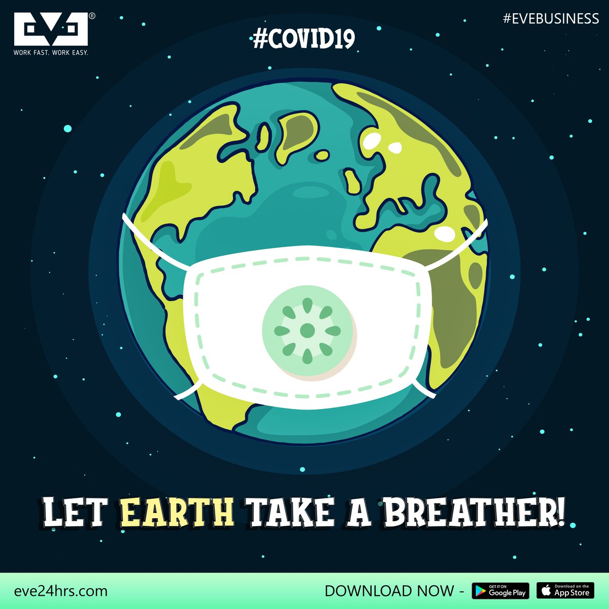 Dear Earth,
Take a break,
Slow down,
Take time to heal!

#Coronavirus #CoronavirusOutbreakindia #CoronaVirusUpdate #COVID19  #CoronavirusOutbreak #CoronavirusPandemic #BeSafeBeHealthy
#EveApp #EveBusiness #EveBusinessApp #WorkFastWorkEasy