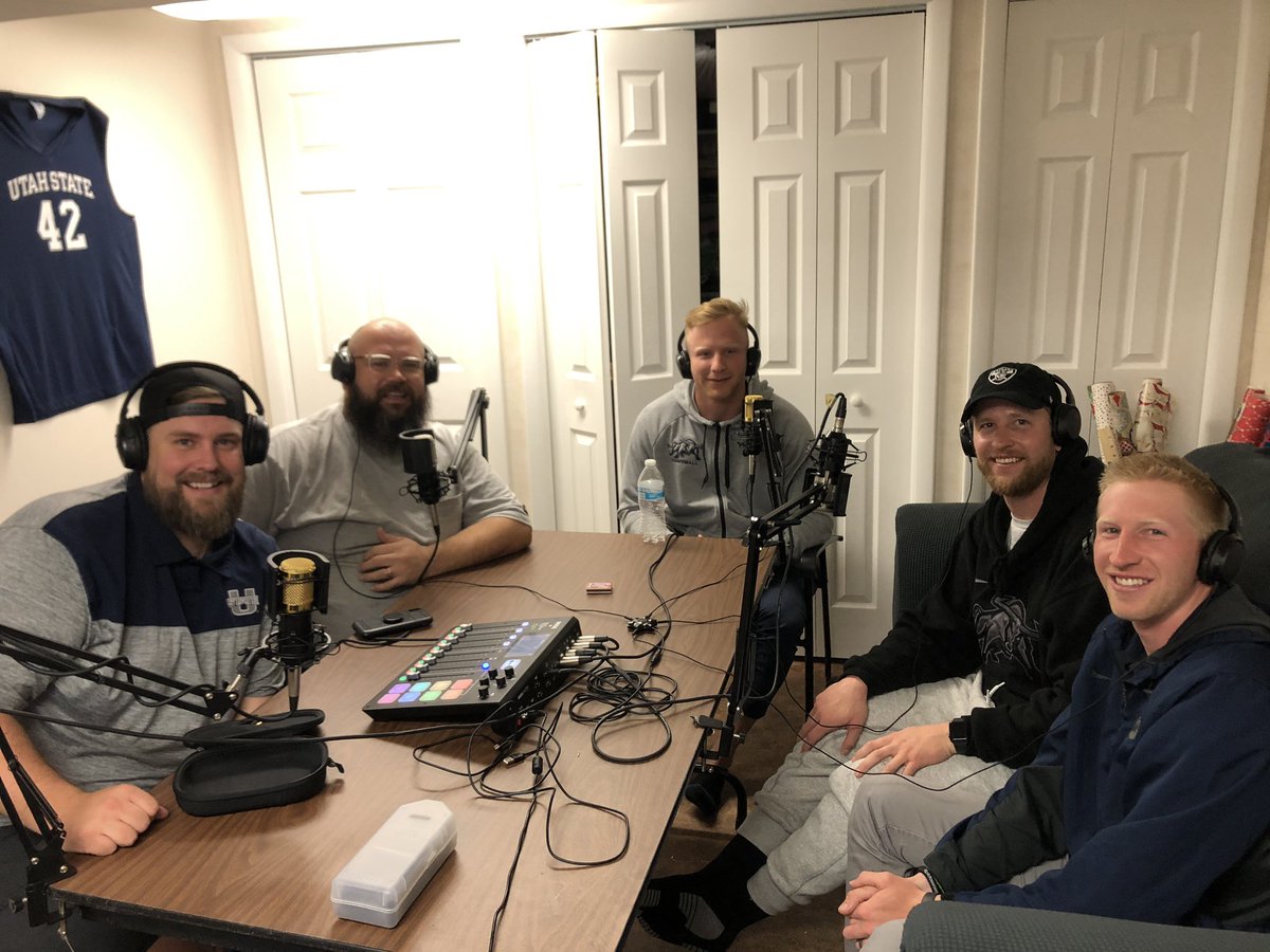 Tonight was awesome!! Huge shoutout to <a href="/AggieLegends/">Agg!e Legends</a> for having my brothers <a href="/TVL7/">TVL7🐸㊙️</a> <a href="/kyle_vanleeuwen/">Kyle Van Leeuwen</a> and I in the studio for an episode of their podcasts! 
Huge honor and we are excited to share our stories with Aggie Nation!! 🏈🐮💙