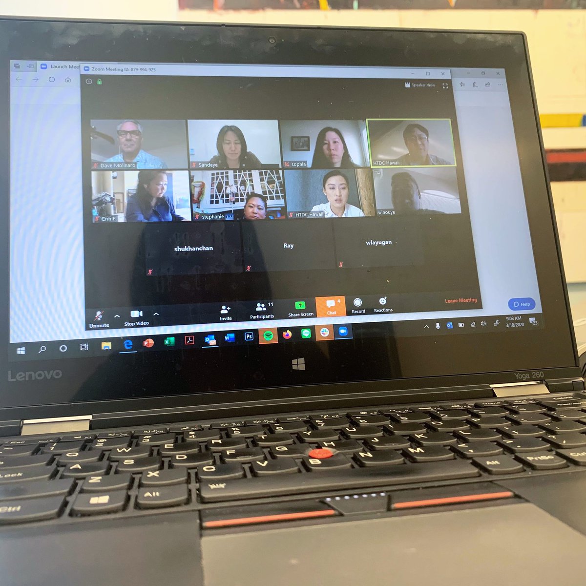 HTDCorg's tweet photo. Per the Governor's directive, the HTDC team started telecommuting today! This will be our morning "huddle" on @zoom_us for the next 15 days 😉 #Overcommunication and #consistency is the key to keeping us on task. How is your organization managing daily comms?
#htdc #remotework https://t.co/Y4V1Tz7usj