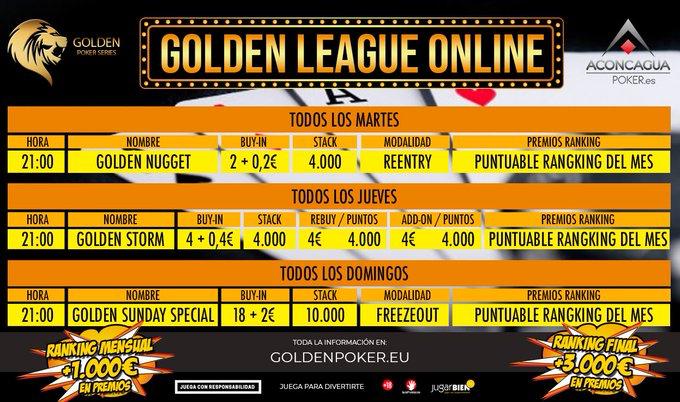 Así queda la GOLDEN LEAGUE ONLINE by @poker_golden y <a href="/AconcaguaPokerE/">Aconcagua Poker España</a> después del Sunday Special : bit.ly/2Uiwx6G

Hoy Jueves 19 a las ⏰21:00h, te esperamos!

#goldenpokerseries #goldenleague #pokeronline