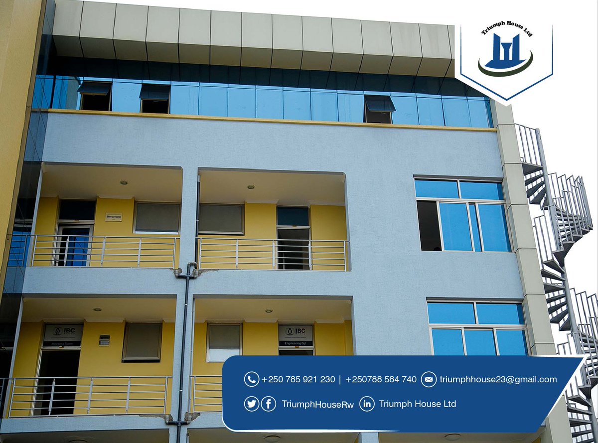 Join many impressive companies in a wide range of industries and rent an office space with us.
Located in the heart of #Kimironko, your business will be exposed to a wide range of top tier amenities.

RSVP: 0785921230 / 0788584740

#TriumphHouse #OfficeSpace #Rwanda #RwOT