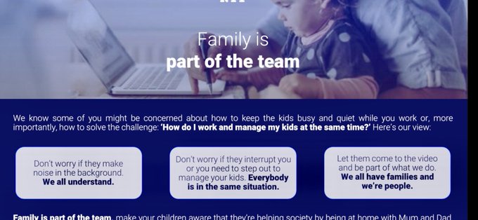 The world is going through a pandemic never seen in our lifetime. It’s impacting every aspect of our lives, our health, the way we live, work and our financial security. It’s a time for all of us to come together. For us @GlobalNTT
it starts with our people and their families.