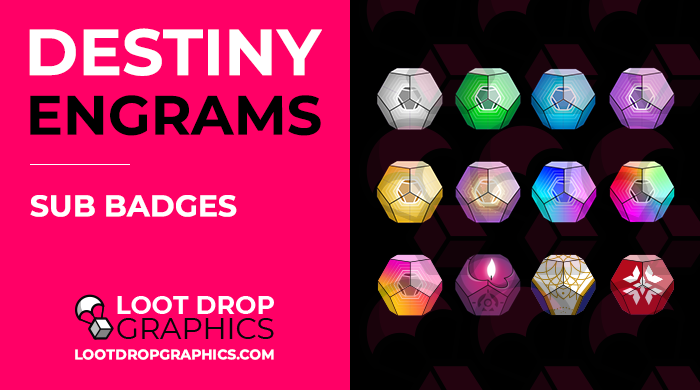 lootdropgraphic's tweet photo. We've updated the Destiny Engrams subscriber badges pack with 4 new badges. 

If you have already purchased the pack you will receive a new link to download the updated file.

https://t.co/8dNhrI2odt https://t.co/kfQweTYZbS