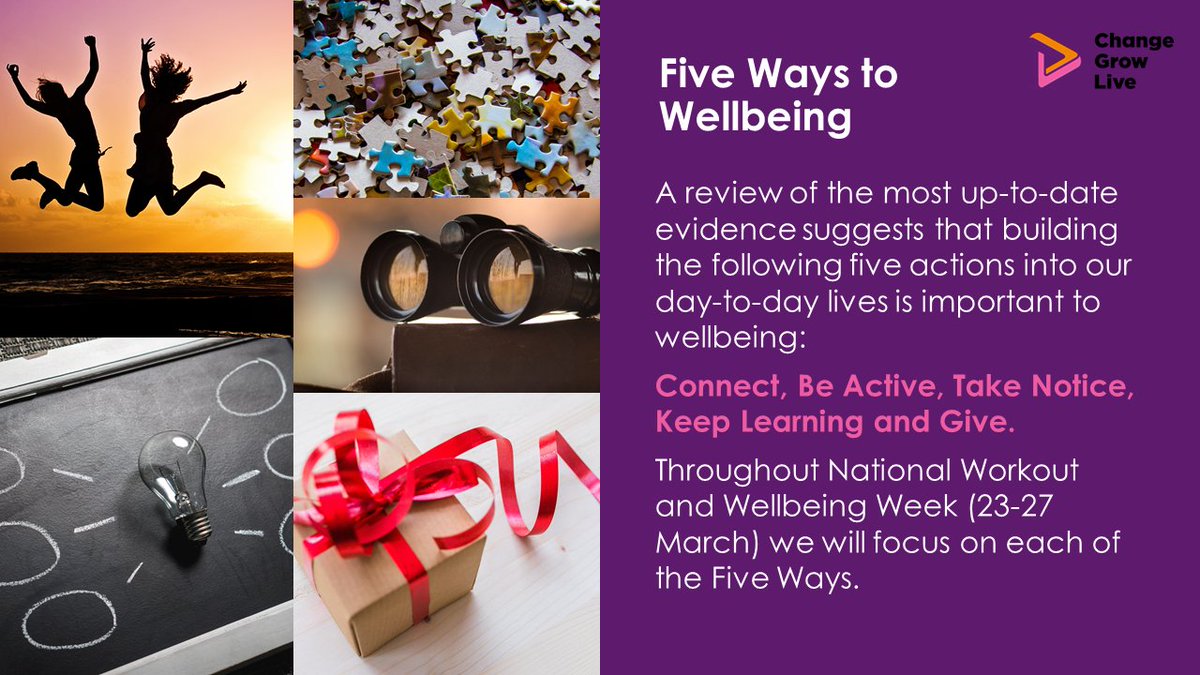 Throughout National Workout and Wellbeing Week (23-27 March) we will focus on each of the Five Ways to Wellbeing. While services are limited or on lock down, it is important to keep yourself feeling well so we'll be promoting some activities for you #recovery
#Wellbeing