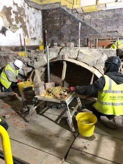 farmingtonns's tweet photo. Our masons rebuilding a historic arch @Colston_Hall in the main old theatre hall. #transformthehall #restoration #bespoke https://t.co/1ycN0adSSH
