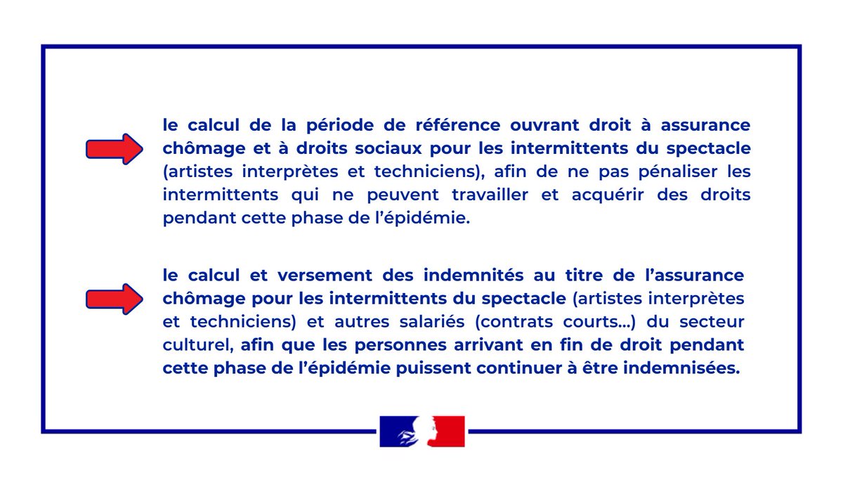 franckriester's tweet photo. 🟤⎜Afin de limiter les impacts sociaux de la crise sanitaire qui affecte particulièrement les #intermittents et autres salariés du secteur culturel, avec @murielpenicaud, nous avons décidé de neutraliser la période démarrant le 15 mars et s’achevant à la fin du confinement pour: https://t.co/W46gULqVne