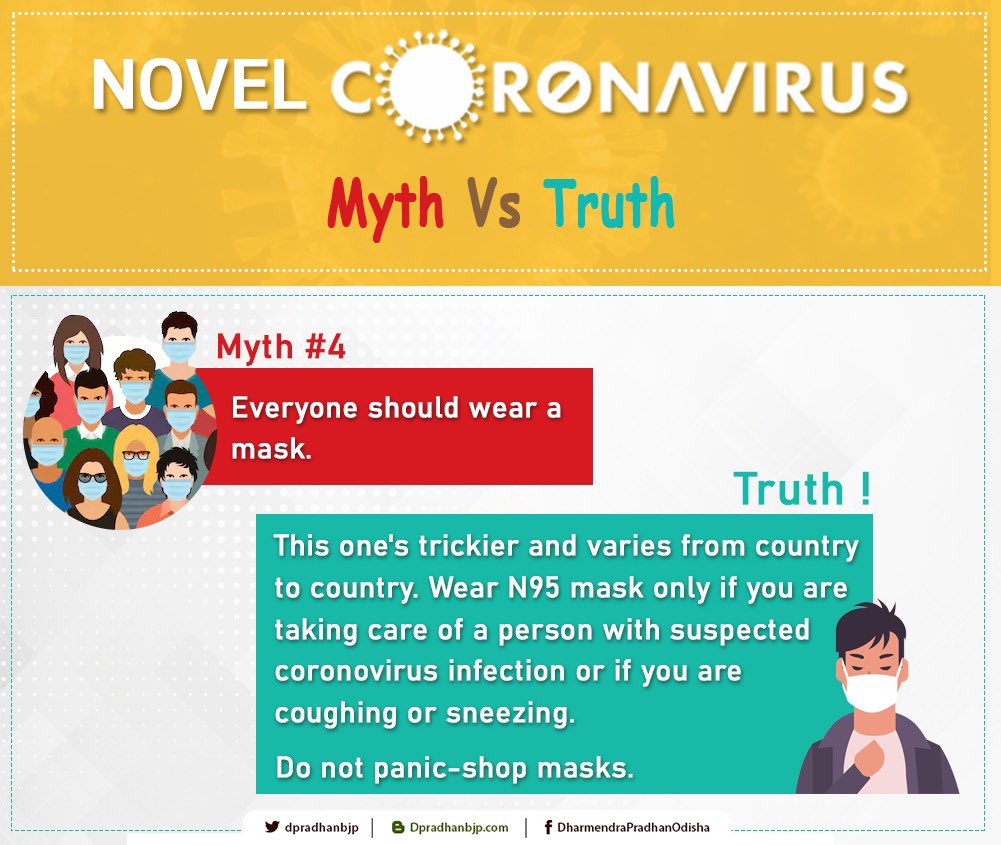 dpradhanbjp's tweet photo. Myths around #Covid-19 we should all stop believing. 

#Coronavirusmyths 

#HelpUsToHelpYou 
#IndiaFightsCoronavirus https://t.co/bRKjRNCoK1