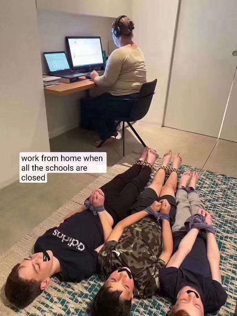 LboroWater's tweet photo. After schools closed - let’s try to find a way to work efficiently at home 😂 https://t.co/2ccfK2c1Dn
