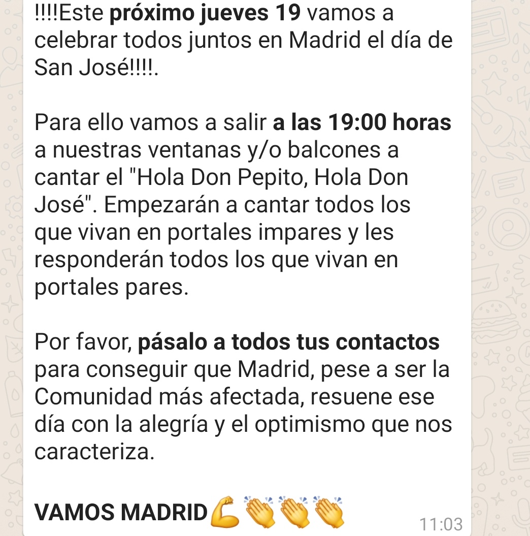kokeatm_10's tweet photo. Lo de los balconcitos se nos esta yendo de las manos jajajajaja
19h : Hola don pepito
20h: Aplausos
21h: Cazerolada
Como vea tanto a mis vecinos al final acabamos a hostias https://t.co/ePcGAwxMei