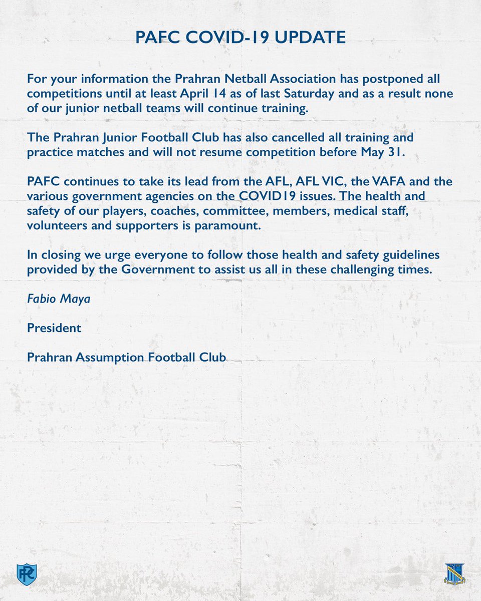 PAFC Covid-19 Update 💬