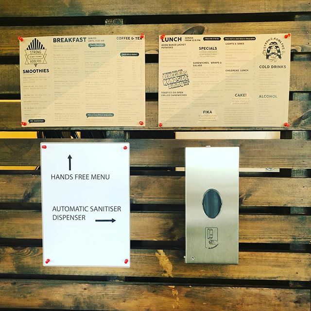 strongadolfos's tweet photo. We are open! Always thinking of extra measures #strongadolfos @hawksfieldcornwall https://t.co/LabNWU0WwD