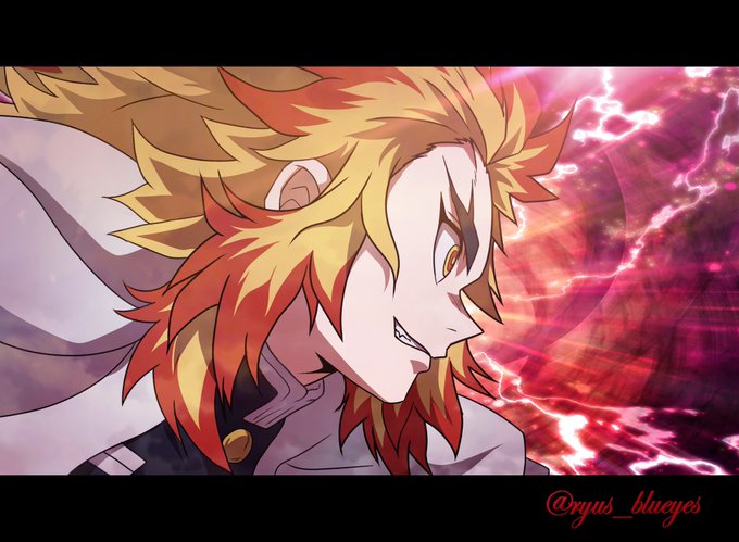 あおき🐉さんがTwitterに投稿した煉獄杏寿郎(鬼滅の刃)のイラスト。