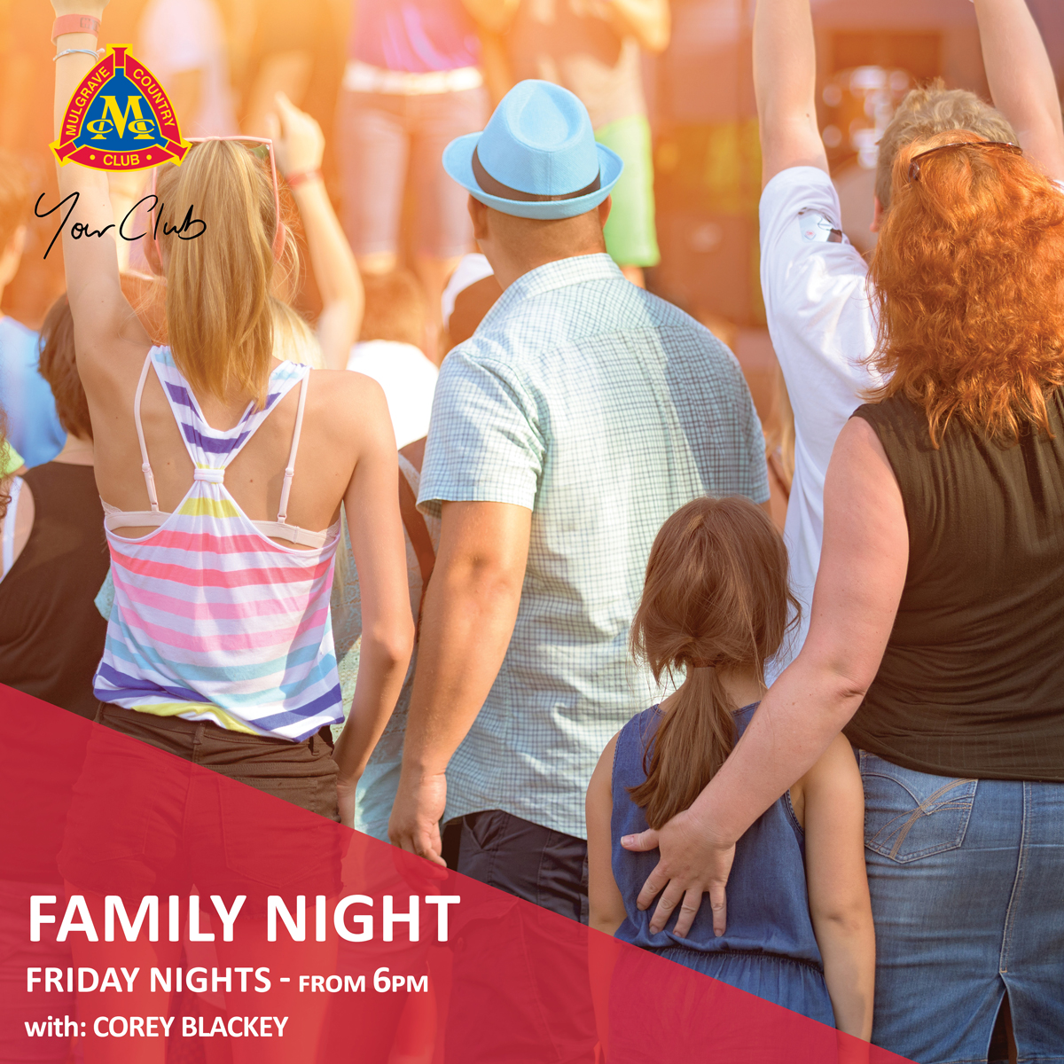 #Friday night is #FamilyNight at #MulgraveCC hosted by Corey Blackey.
Corey's show is all about #music catered for the whole family.