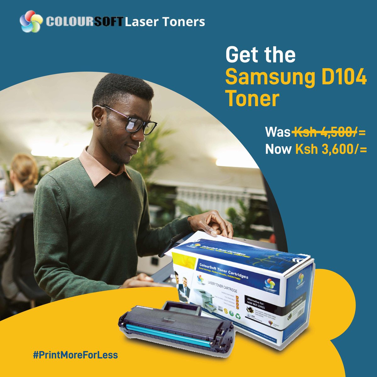 ColoursoftT's tweet image. Get Kshs. 1,100 off the Samsung D104 (ML 1660) Coloursoft toner and save big.
Call us on 0795 797703 to order from our wide range of toners.
#PrintMoreForLess