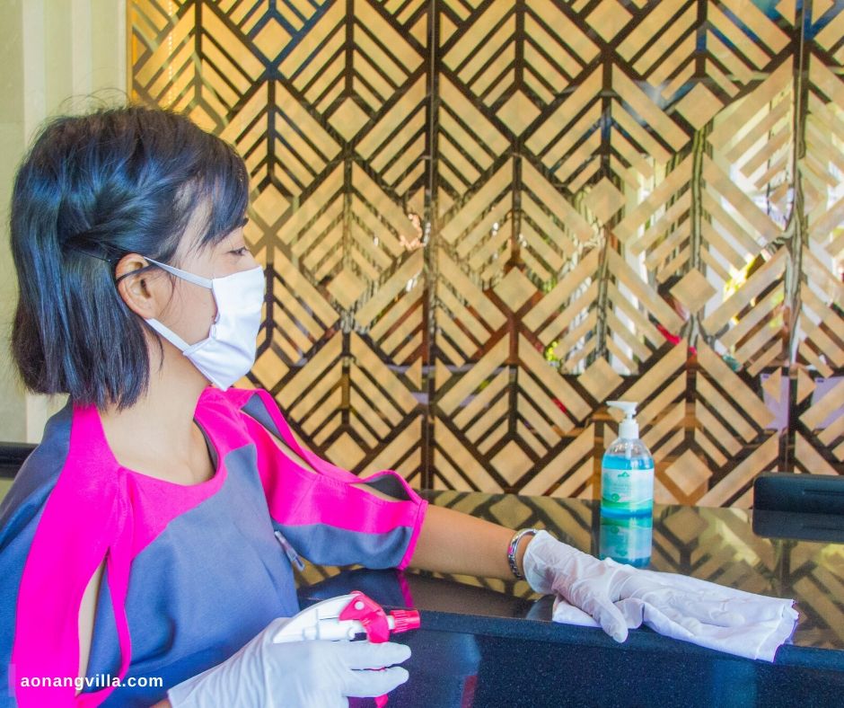 Aonang Villa Resort ensures hygiene excellence against #Covid-19 with rigid disinfection measure. All our public areas, rooms &amp; facilities, points of contact have been cleaned and sprayed with disinfection solution also including preparing meal based on safety standard.