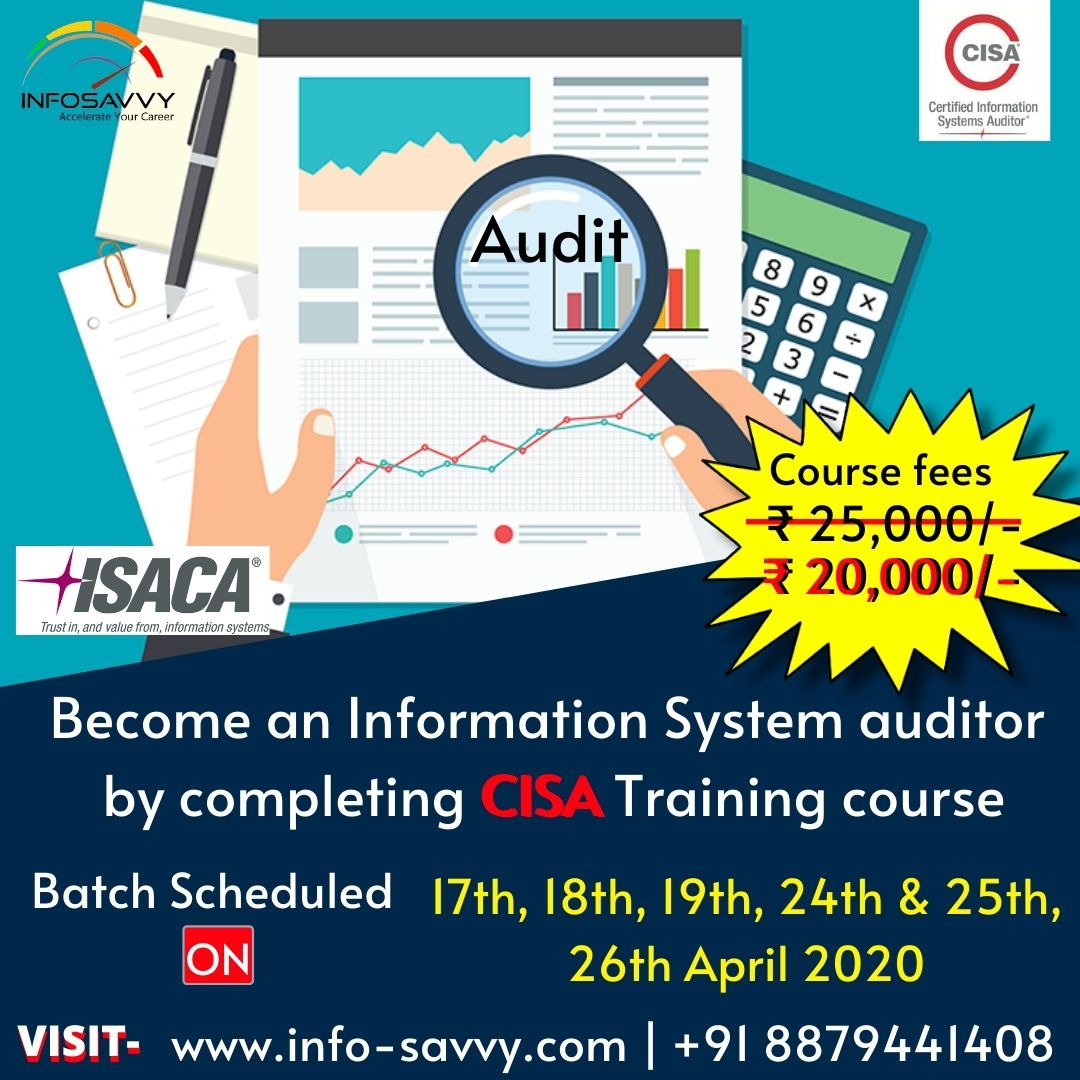 Infosavvy_'s tweet image. Get training and validates your experience and knowledge in the field of  Certified Information Systems Auditor  | #CISA
More Details : info-savvy.com/product/certif…
Contact Details : +91 9987378932
.
#CisaTraining #cobit #cism #security #cybersecurity  #dataprotection #infosavvy