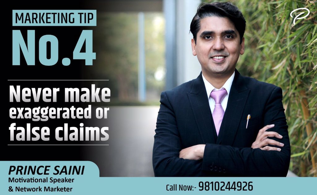 PrinceSaininet's tweet photo. It might be tempting for some to increase their downline by some unethical manners, but it should never be tried because it always ends up being bad for both the marketer and the company.
#networkmarketing #motivationalspeaker #entrepreneur #motivationthursday #princesaini https://t.co/SOthwNFQZp