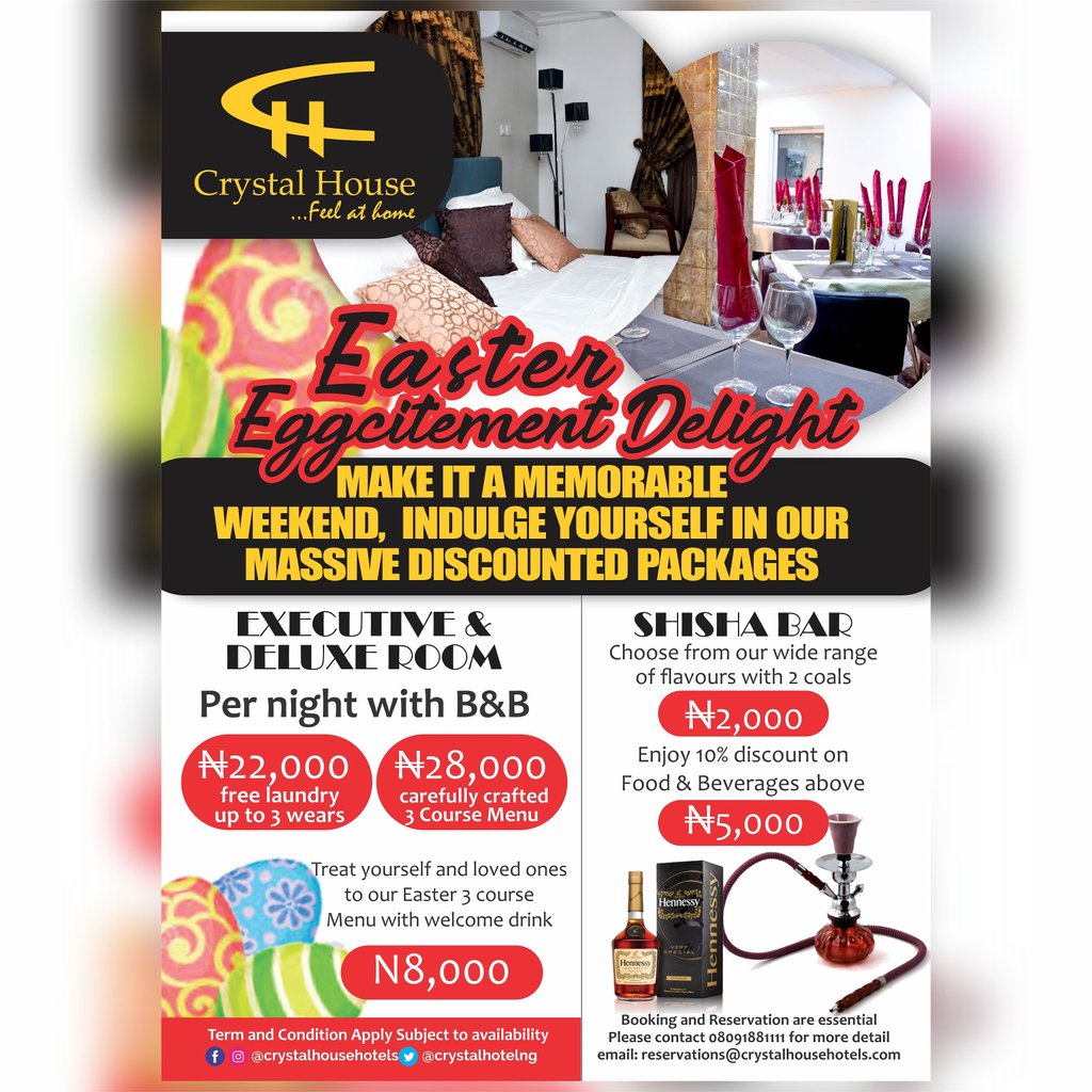 crystalhotelng's tweet photo. #ilorinfest #easter #Ooin #crystalhouse #covid19 #Digital https://t.co/BKBH5Lo3mM