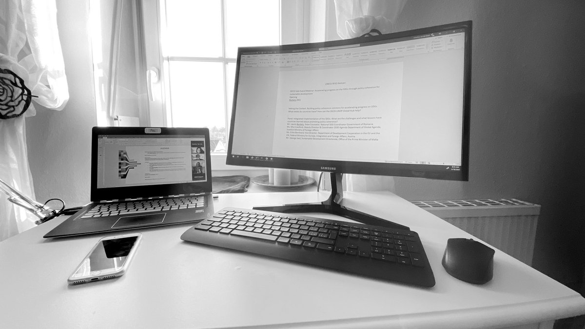cvvanderbeek's tweet photo. A prime example of #diplomacy going virtual as #COVID19 has gone viral: kicking off Thursday with an @OECD virtual side event on policy coherence as part of the @UNECE Regional Forum #RFSD2020 - Thanks to the all involved for making this possible!
#homeoffice #SDGs #Agenda2030 https://t.co/b7cDT3xItx