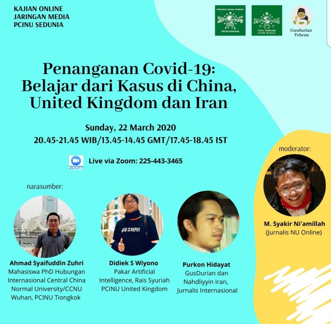munawiraziz's tweet photo. Ikhtiar PCINU untuk sumbang gagasan penanganan Covid-19. Belajar dari kasus di China, Inggris dan Iran.
#covid19UK #indonesia
#pcinu https://t.co/8izBo6CK6x