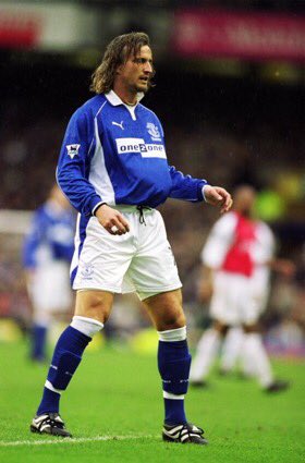 A REMINDER:#32What a player this guy was! David Ginola ( @teamginola) had spells at Newcastle, Tottenham, Aston Villa and... Everton.Ginola joined Everton in 2002 for a brief spell, playing a few league games.Appearances 5Goals 0Those boots 