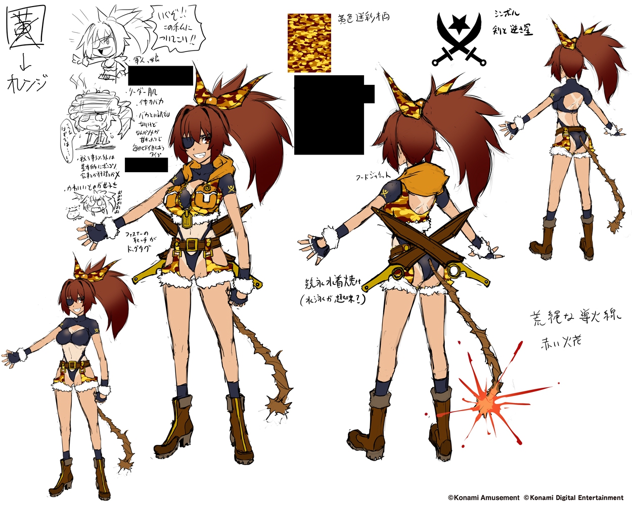 ボンバーガール公式 on X: 3万フォロワー達成記念ガール設定画公開、二人目はオレさんことオレン！ 健康的なボディに日焼け跡、カックイイにゃ！  なんか中央の黒い消しは眼帯の謎について書かれていたとかなんとか…？ムムムンにゃ… t.coCGFt3XBcsB  X