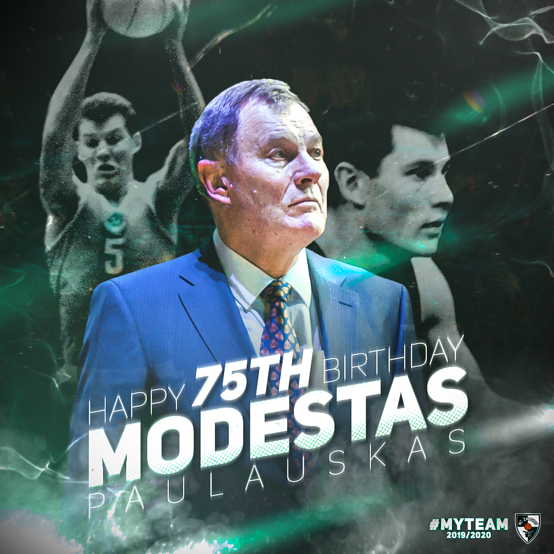 A true Zalgiris legend turns 7 5 today! Let\s all wish Modestas Paulauskas a Happy Birthday! 