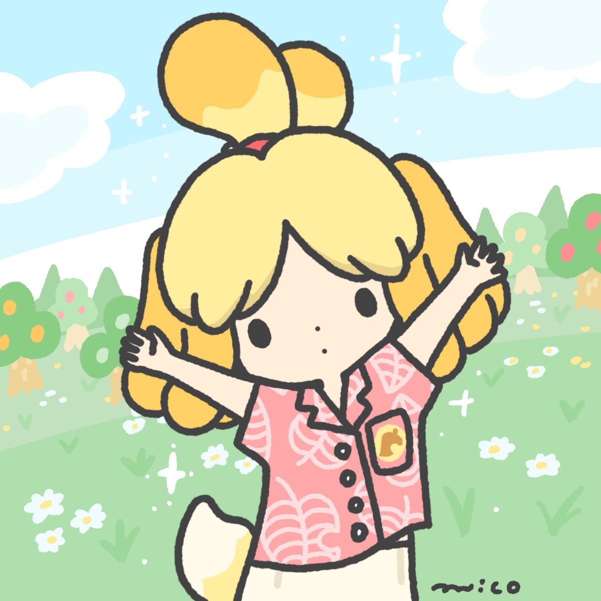 しずえ(あつ森) 「?❗️

#あつまれどうぶつの森 
#AnimalCrossing 」|paricoのイラスト